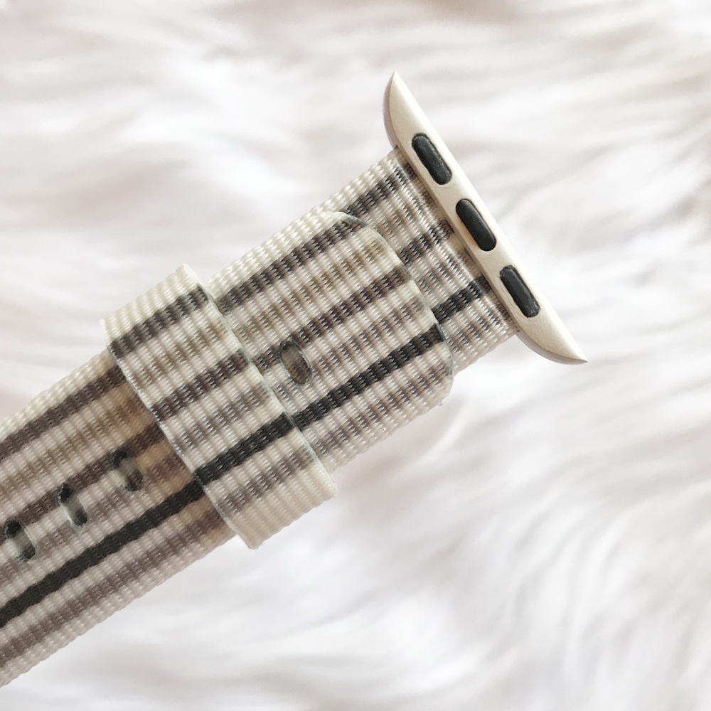 NEW Grey Nylon Striped Band For Apple Watch - Picture 2 of 3